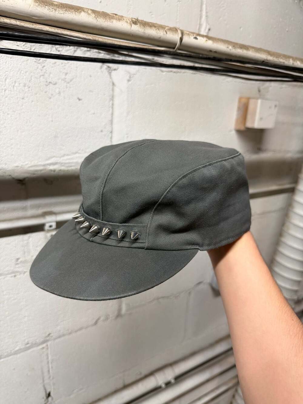 Hand studded punk cadet cap